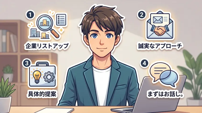 フリーランスが企業へ直接営業する4ステップの手順。案件獲得の具体的な方法。